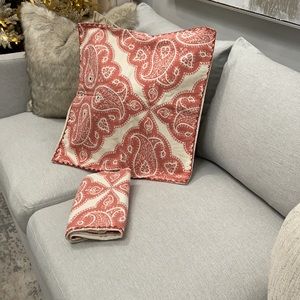 Pottery Barn Red Coral Ivory Cotta Embroidered Brass sequin pillow cover…